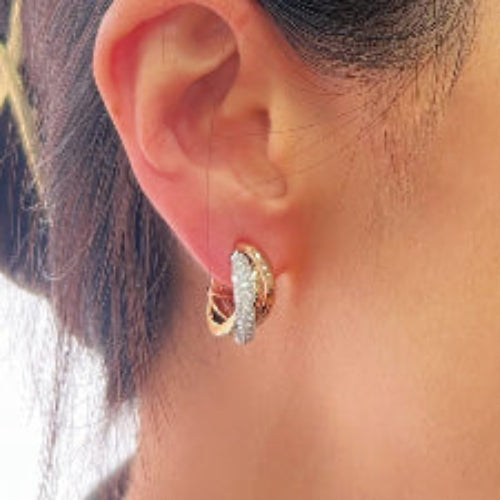 Gold Double Hoop Stud Earrings