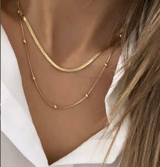 Dual Layer Gold Beaded Necklace